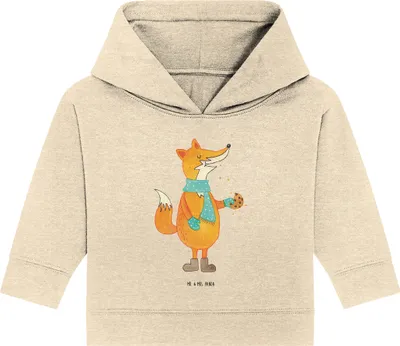 Produktbild von Mr. & Mrs. Panda Organic Baby Hoodie Fuchs Keks 12. - 18. Monat - Natural Raw - Geschenk, Frieren, Winter, Kapuzenshirt, Plätzchen, Weihnachten, Kapuzensweatshirt, Kekse