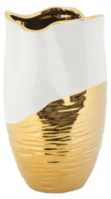 Obrázok produktu pre Váza Mauro Ferretti, kolekcia Lux, biela a zlatá, 20x35 cm