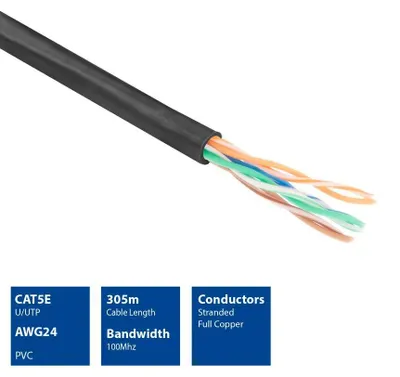 Obrázek produktu pro ACT 305m Cat5E Cable, 305 m, Černá