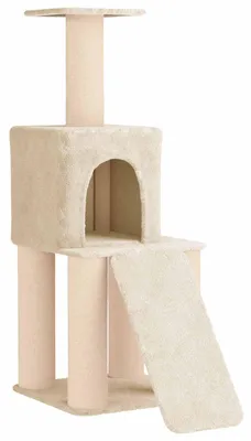 Immagine prodotto di Albero per gatti con pali in sisal, colore crema, altezza 146 cm