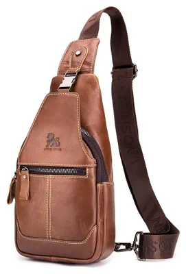 Produktbild von Hebetag Leder Sling Bag Wandern Daypack für Männer Frauen Outdoor Reisen Camping