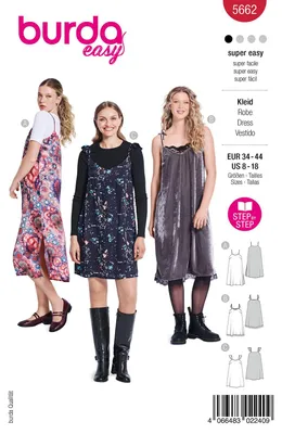 Nähschnittmuster Damenkleid mit Trägern #5662, Gr. 34-44