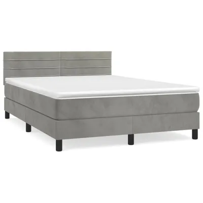 Produktbild von vidaXL Boxspringbett mit Matratze Hellgrau 140x190 cm Samt
