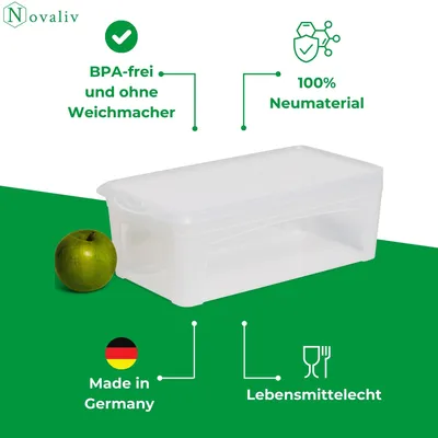 Productafbeelding van 2 opbergboxen, 5 liter, stapelbaar, plastic, transparant, met deksel, kleine plastic opbergbox, multibox, 34 cm