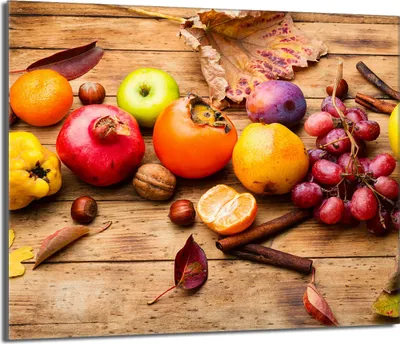Produktbild von Herdabdeckplatte 60x52 Glaskeramikkochfeld Abdeckung Spritzschutz Glasplatte Deko Schneidebrett, Obst Bunt