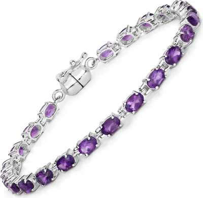 Zdjęcie produktu dla Bransoletka Vira Jewels z rodowanego srebra próby 925 z owalnym ametystem