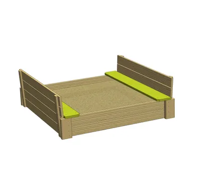Produktbild von Wendi Toys Holz Sandkasten Maus mit Deckel Natur 117x117x39 cm