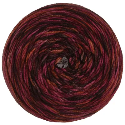 Produktbild von Lana Grossa Meilenweit 100 g SOOTY 4-fach Sockenwolle mit harmonischem Verlauf 400 m Farbe 6223 - Dunkel-/Hellrot/Orange/Pink/Schwarzbraun
