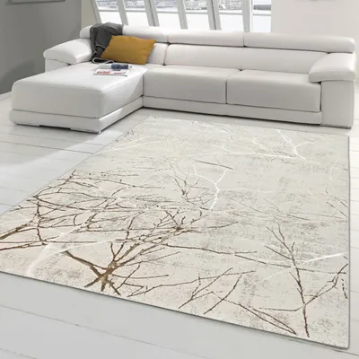 Produktbild von Designer Teppich mit abstraktem glänzenden Ästemuster creme Größe - 160 x 230 cm