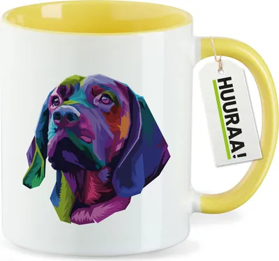Produktbild von Huuraa Kaffeetasse Labrador Colorful 330ml Gelb Keramik Kaffeebecher Geschenkidee