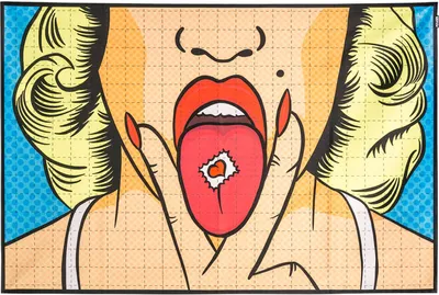 Produktbild von PSYWORK Schwarzlicht Stoffposter Neon "LSD Trippy Girl Blotter Art", 150x225cm