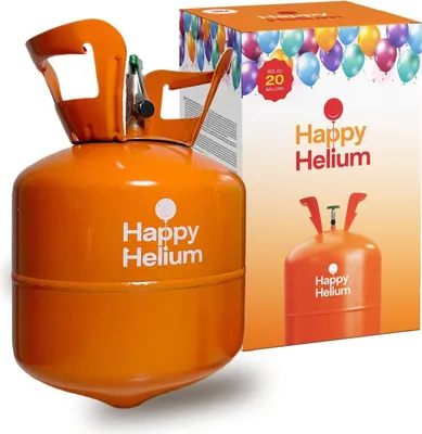 Produktbild von Happy Helium® Ballongas für 20 Luftballons + Füllventil | Einweg Heliumflasche