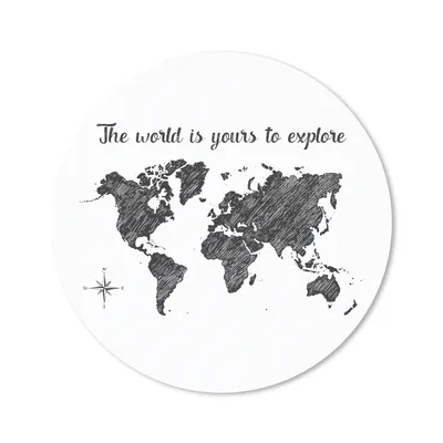 Produktbild von MuchoWow® Mauspad Mousepad Weltkarte - Schwarz und weiß - Zitat 40x40 cm - Mousepads - Maus Mat - Pad - Mausunterlage - Schreibtisch Accessoires