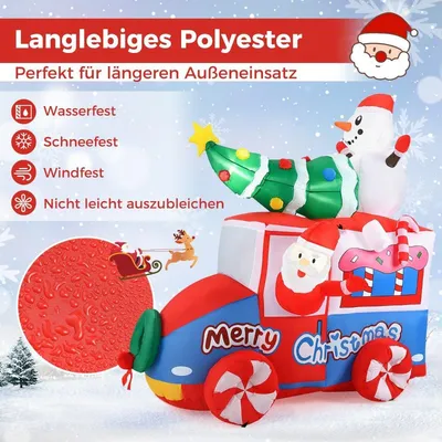 Produktbild von 177cm Aufblasbare Deko Weihnachten LED Weihnachtsmann im Auto Weihnachtsdekoration mit Schneemann