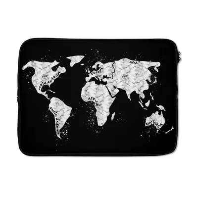 Produktbild von MuchoWow® Laptop Hülle 13 Zoll Karte - Marmor - Schwarz - Weiß Laptoptasche - Laptophülle - Sleeve - Rundumschutz