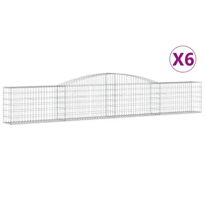 Produktbild von vidaXL Gabionen mit Hochbogen 6 Stk. 400x30x60/80 cm Verzinktes Eisen