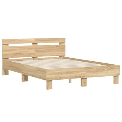 Produktbild von Bettgestell mit Kopfteil Sonoma-Eiche 120x200 cm Holzwerkstoff