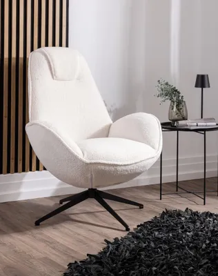 Produktbild von Drehsessel in weißem Teddy Stoff, ca. 85 x 85 x 102,5 cm - Weiß