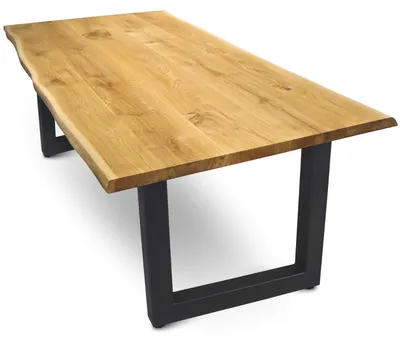 Produktbild von Massivholztisch mit Baumkante 260cm x 100cm Tiempo-U-Gestell