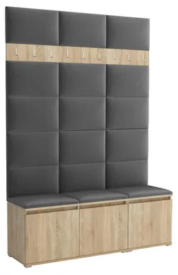 Produktbild von Garderobe LUTON 3 SONOMA 15 – Farbe Sonomaholz, moderner Schrank 40x150x213 cm, funktionale Lösung für den Flur, Garderobeschrank, Flurmöbel