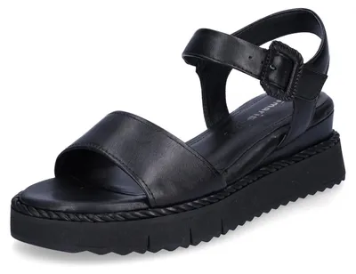 Produktbild von Tamaris Damen Sandale Schwarz aus Glattleder mit Klettverschluss und Leder-Synthetik-Innensohle