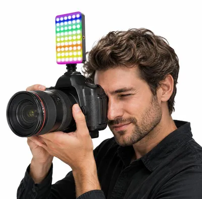 Produktbild von 6.5W LED Kameraleuchte, 2700-6500K, 1800mAh, RGB, CRI 96+, Typ-C – Selfie Licht & Vlog Lampe für Video, Streaming