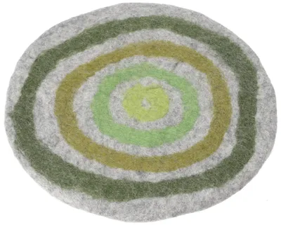 Produktbild von Filz Stuhlauflage, Boho Sitzkissen, Handgefertigts Rundes Filzkissen - Grau/grün, Wolle, 1,5*35*35 cm, Meditationskissen & Sitzkissen