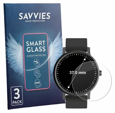 Produktbild von 3x Savvies Schutzglas Folie für Armbanduhren (Kreisrund, ø: 37 mm) 9H Panzer Schutzfolie Glas Displayschutz klar transparent