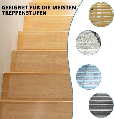 Produktbild von Famanu Traptredenmatten transparent 15 Stück – selbstklebende Antislip Matten 15 x 80 cm – für Zuhause