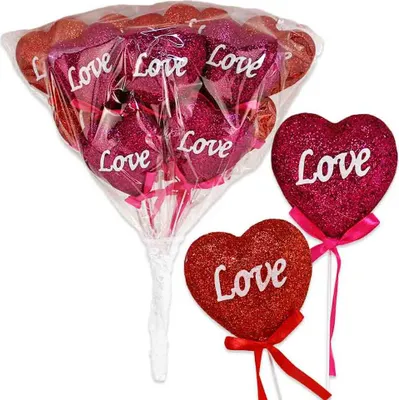 Immagine prodotto di 12 decorazioni a forma di cuore con glitter - cuore di circa 7 cm