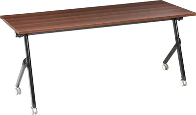 Produktbild von BELIANI Schreibtisch Dunkelbraun u. Schwarz 180 x 60 cm Klappbar Faltbar mit Rollen Mobil Bürotisch für Homeoffice Büro Modernes Design