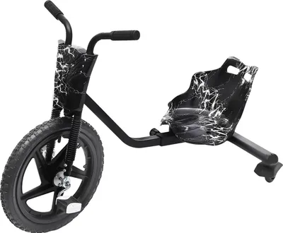 Produktbild von Kinder Dreirad - Drift Trike - 4-stufige Längenverstellung - 2 universelle Hinterräder - Rutschfeste Pedale - bis 80 kg - ab 6 Jahren - Blitzmuster - Schwarz
