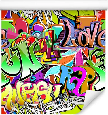 Zdjęcie produktu dla Tapeta Dekoracja Ścienna nowoczesna z modnym efektem 3D młodzieżowa kolorowe graffiti