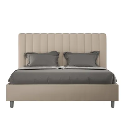 Produktbild von ITYHOME - Gepolstertes Bett mit Bettkasten 140x200 mit Kunstlederbezug Taubengrau Agueda