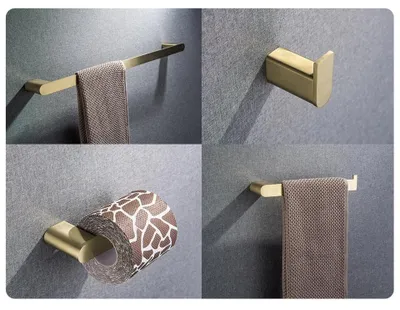Produktbild von Badezimmer-Accessoires - 4-teiliges Wandmontage Set - SUS 304 Edelstahl - eckiges Design - Schraubmontage - schwarz