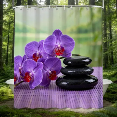 Produktbild von 3D Duschvorhang 200x200 Zen Stein Antischimmel Wasserdicht