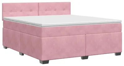 Immagine prodotto di Letto a molle con materasso con testata rosa 160 x 200 cm in velluto