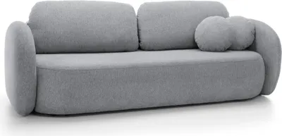 Produktbild von DomoHome Sofa OLIO Schlafsofa mit Bettkasten, Dekokissen, Klappfunktion, Skandinavisches Design, Liegefläche 142x200 cm, Schwarze Beine, Größe: 238x86x101cm, Farbe: GRAU