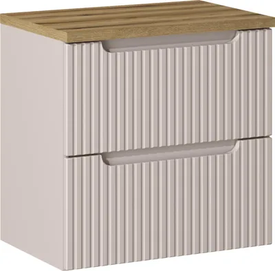 Produktbild von Badezimmerschrank 60 Cm Mit Eichenplatte Und Geriffelter Kaschmirfront