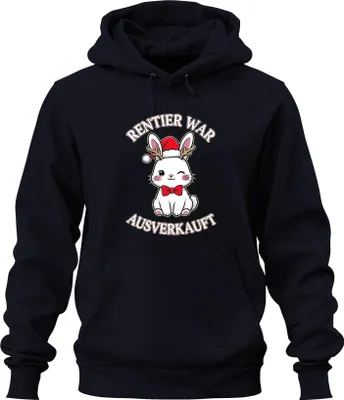 Produktbild von Rentier War t Weihnachtsgeschenk niedlicher Hase lustig Uni Hoodie Kapuzenpullover, Navy, 3XL