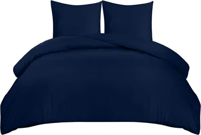 Productafbeelding van TRANKIELO® - Dekbedovertrek Set 155x220cm - Zachte Microvezel met Kussenslopen 80x80cm - Marineblauw
