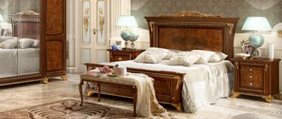 Produktbild von Schlafzimmer Barock Rokoko Holz Möbel Bett Polster Design Luxus Doppel Betten