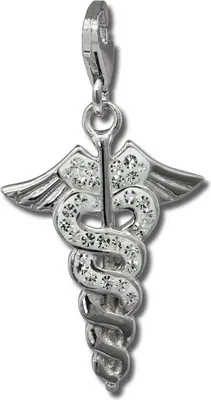 Produktbild von SilberDream Charm Hermesstab Zirkonia weiß Charms-Anhänger 925 Silber D2GSC557W