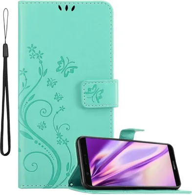 Obrázek produktu pro Cadorabo Pouzdro pro Huawei P SMART 2018 / Enjoy 7S Protective Cover in Turquoise Ochranný kryt Pouzdro na mobil Flowers Flower