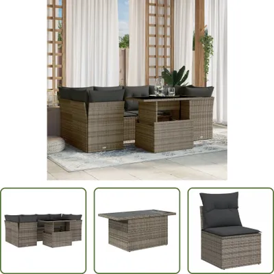 Produktbild von The Living Store 7-tlg. Garten-Sofagarnitur mit Kissen Grau Poly Rattan