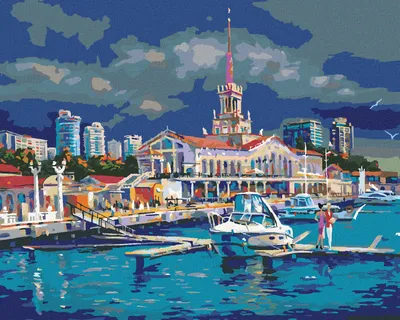Obrázok produktu pre Zuty - Diamantové maľovanie - PRÍSTAV V SOCHI, 40x50 cm, bez rámu a bez vypnutia plátna