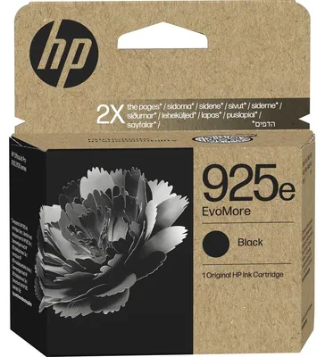 Zdjęcie produktu dla HP Oryginalny czarny tusz 925e EvoMore, Wysoka (XL) wydajność, Czarny, 1 szt., 1000 stron(y), Jednopak