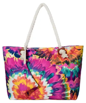 Produktbild von Große Strandtasche Shopper mit Reißverschluss - Vintage Blumenmotiv Aquarell