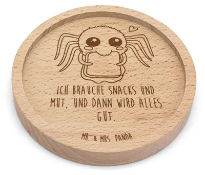 Produktbild von Mr. & Mrs. Panda Untersetzer Holz Spinne Agathe Sandwich - Transparent - Geschenk, Lebensfreude, Coaster, Holz-Untersetzer, Hungrig, Alles Wird gut, Hunger, Mut, Glück