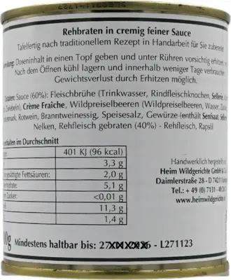 Productafbeelding van Hertgebraad in een romige, verfijnde saus (glutenvrij), HEIM